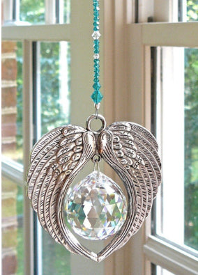 Angel Wings Metal Car Pendant Crystal Decorative Pendant