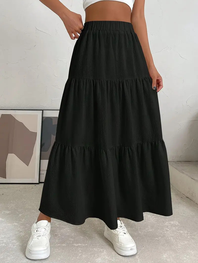 European And American Style Women Summer Bohemian Pleated Layered Long Skirt - happyshop365247