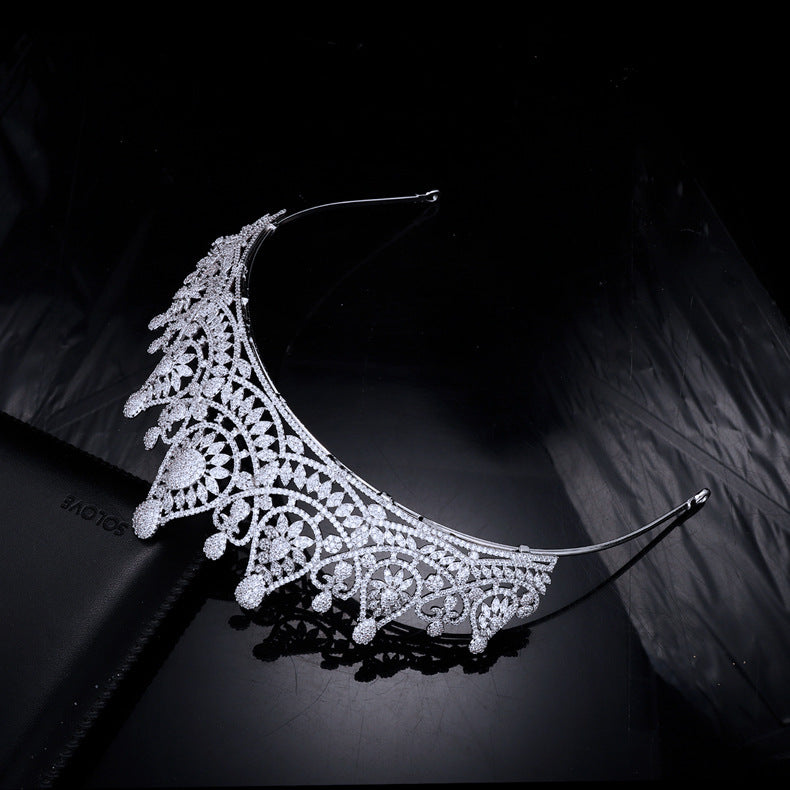 Tiara Micro-inlaid Zircon Crown Wedding Tiara - happyshop365247