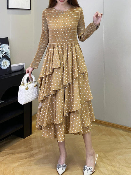 Long Sleeve A- Line Skirt Slimming Fall Women's Clothing - happyshop365247