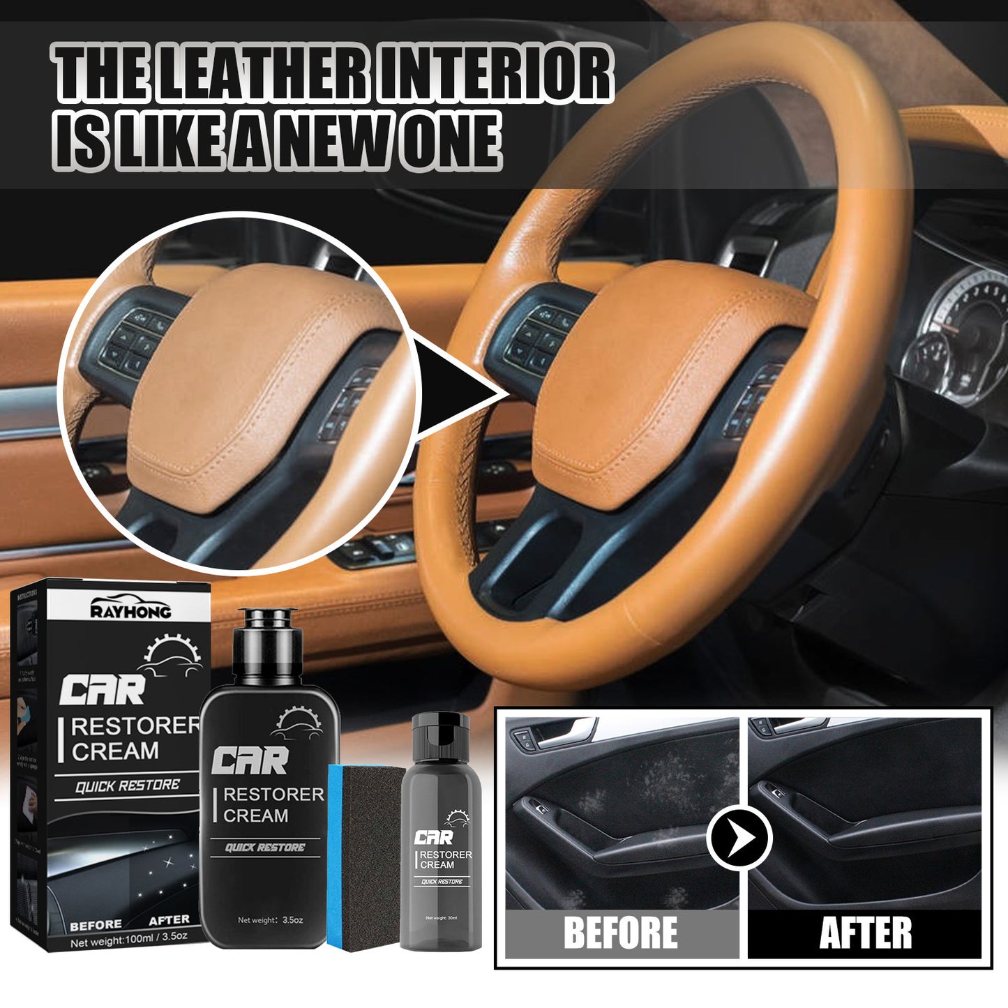 Rayhong Car Interior Renovation Agent Coated Plastic Dashboard Wax Dustproof Polished Leather Maintenance