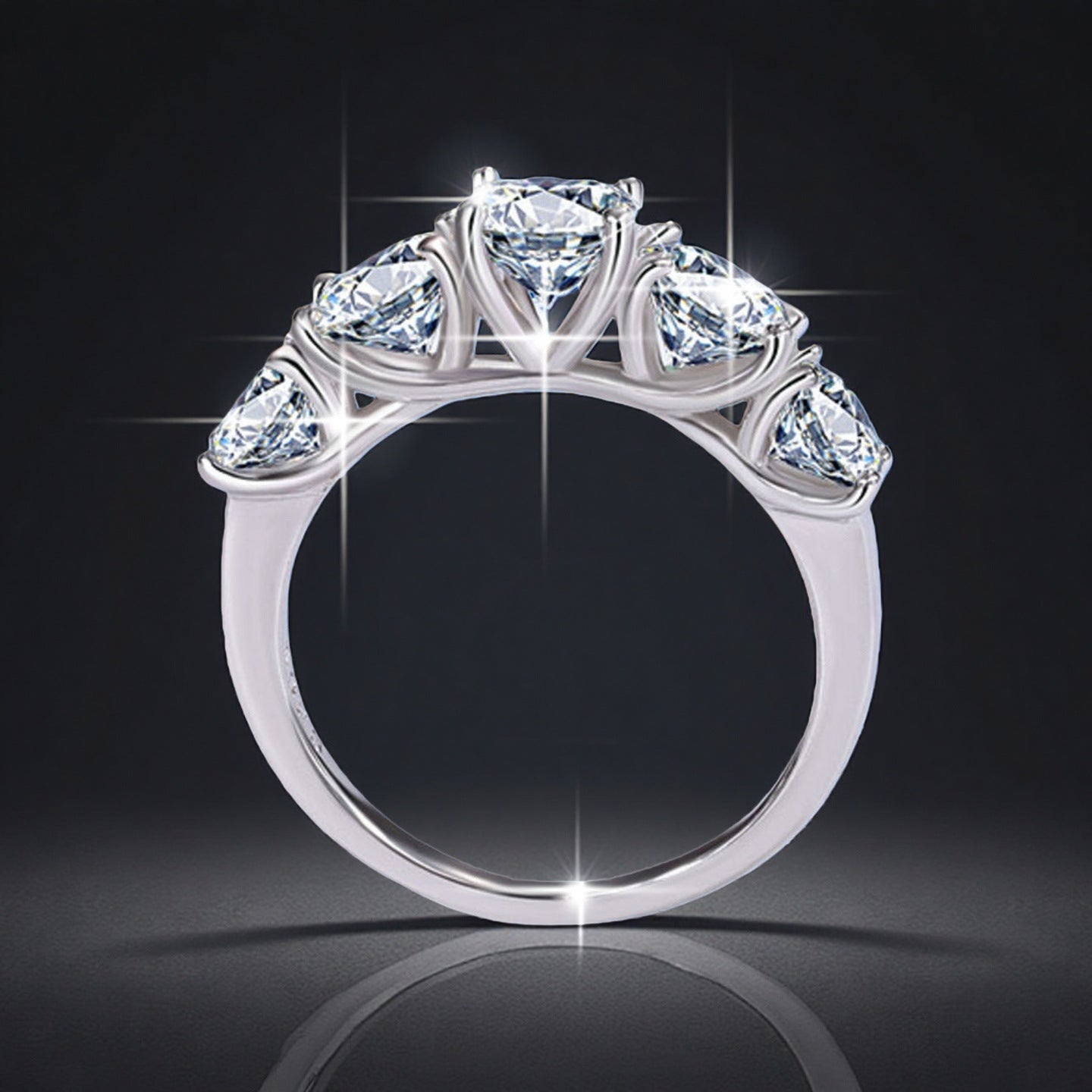 S925-stamped Lab-grown Moissanitezirconia Womens Eco-friendly Silver Ring