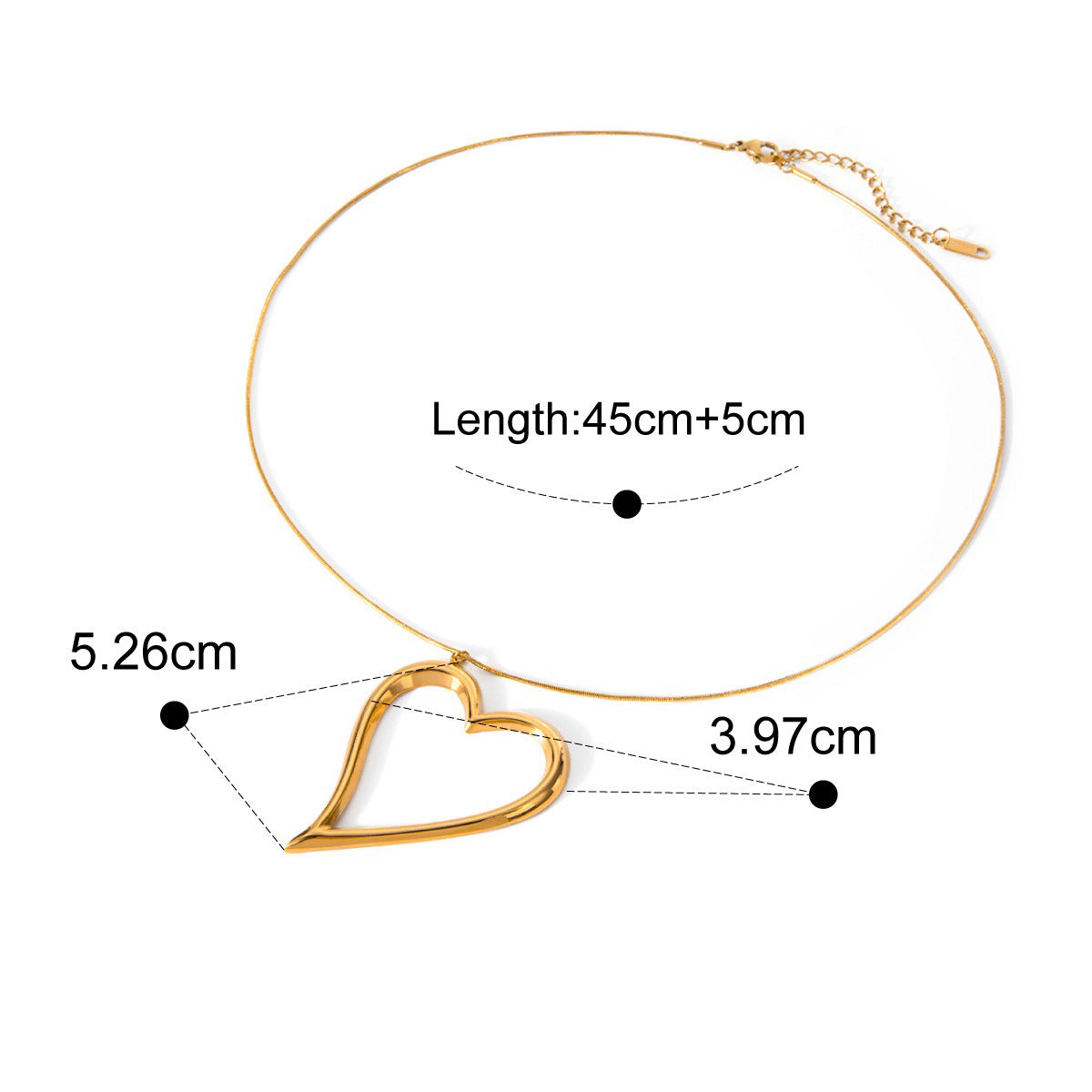 18K gold light luxury noble heart with line design earrings and necklace set - happyshop365247