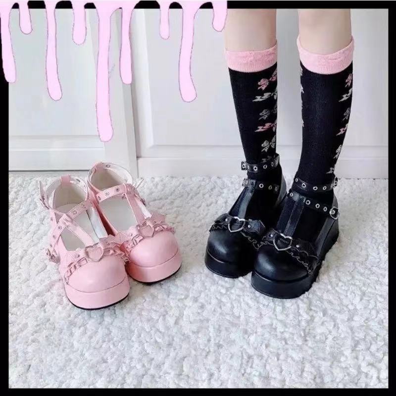 Spring round-toed sweet Mary Jane shoes, New Year wedge heel thick-soled all leather shoes, single shoes for women - happyshop365247