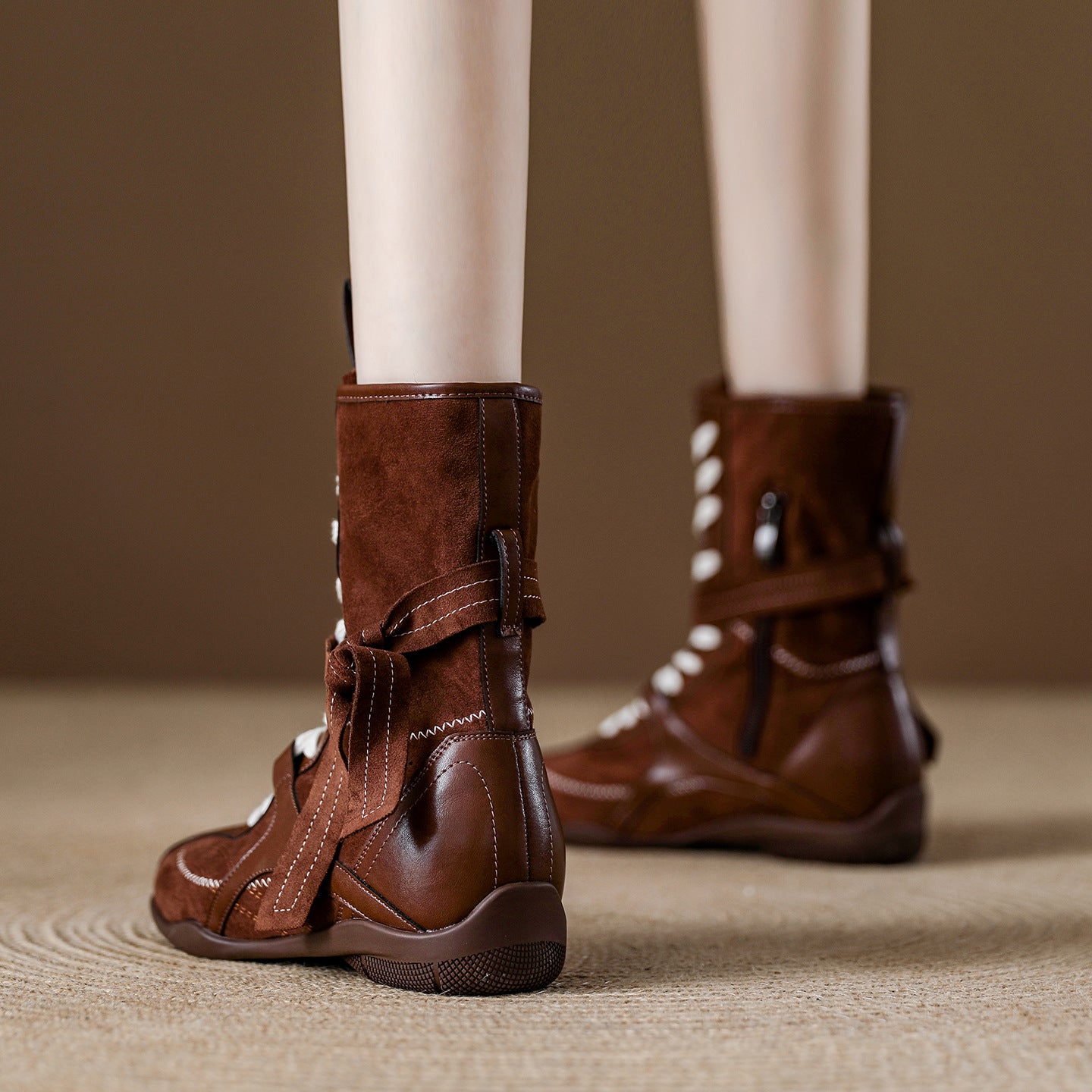 Cowhide version ~ Walking boxing boots, suede slimming Maillard boots, soft-soled mif Martin boots, autumn single boots - happyshop365247