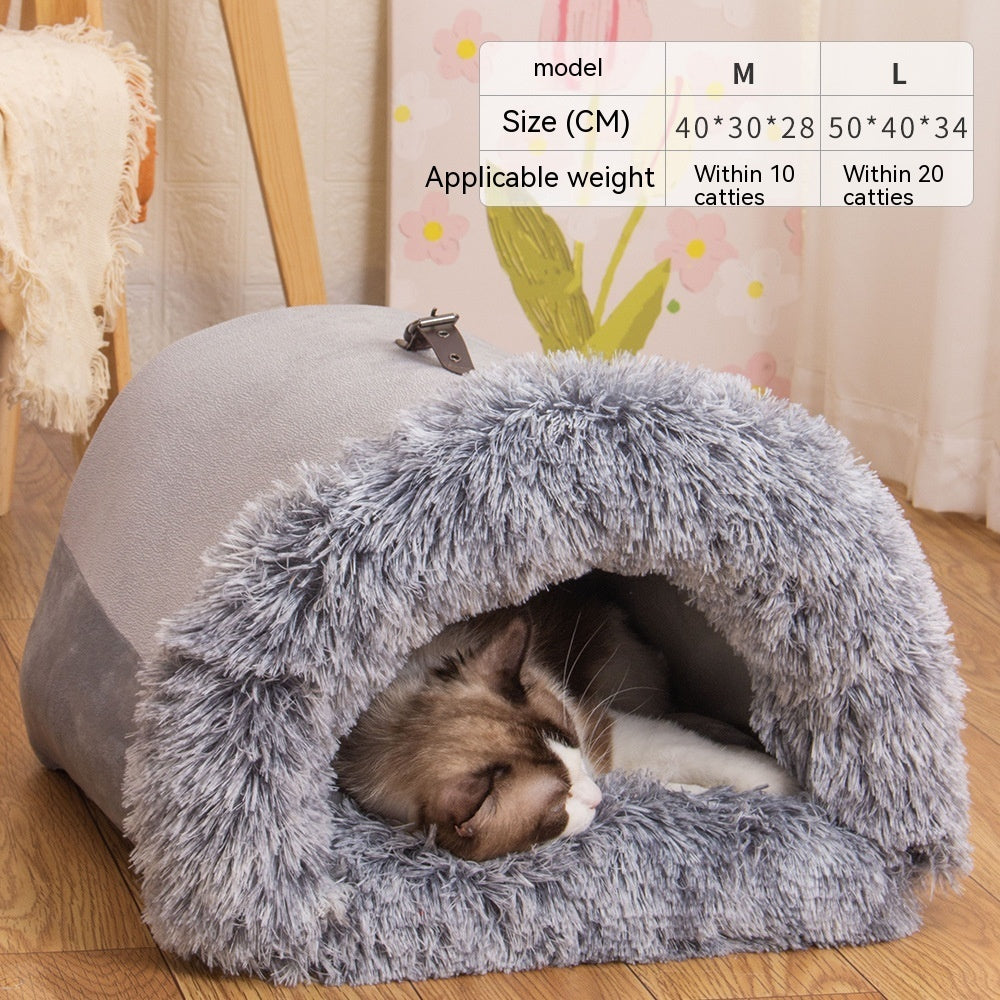 New Splice Portable Pet Nest Portable Autumn And Winter Warm Dog Nest Moisture-proof Long Fur Cat Nest Cross Border Pet Nest - happyshop365247