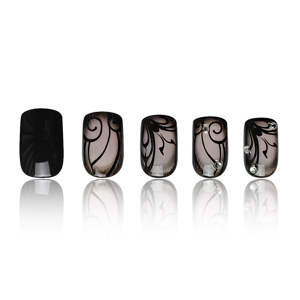 Dark Ins Style Black Vine Wearing Nails And Nails - happyshop365247