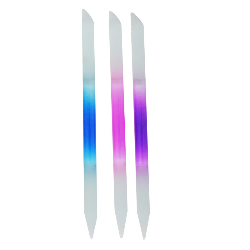 Full-color Cylindrical Glass Nail File Manicure Implement Manicure Household Double-headed Nail-free - happyshop365247
