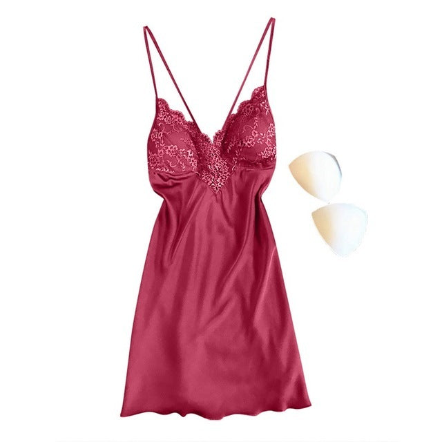 Pijamas Women Pajamas Sexy Lingerie Satin Pajamas Lace Night - happyshop365247