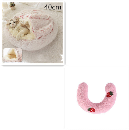 2 In 1 Dog And Cat Bed Pet Winter Bed Round Plush Warm Bed House Soft Long Plush Pets Bed Pet Products - happyshop365247