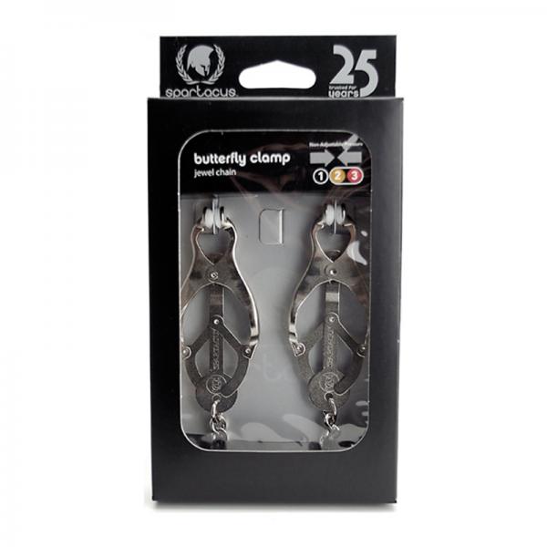 Endurance Butterfly Nipple Clamps With Link Chain - Silver - happyshop365247
