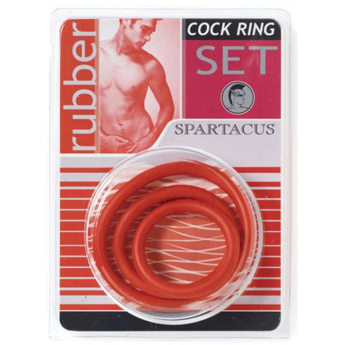 Spartacus Cock Ring Set (3 Rubber Enhancers/red) - happyshop365247