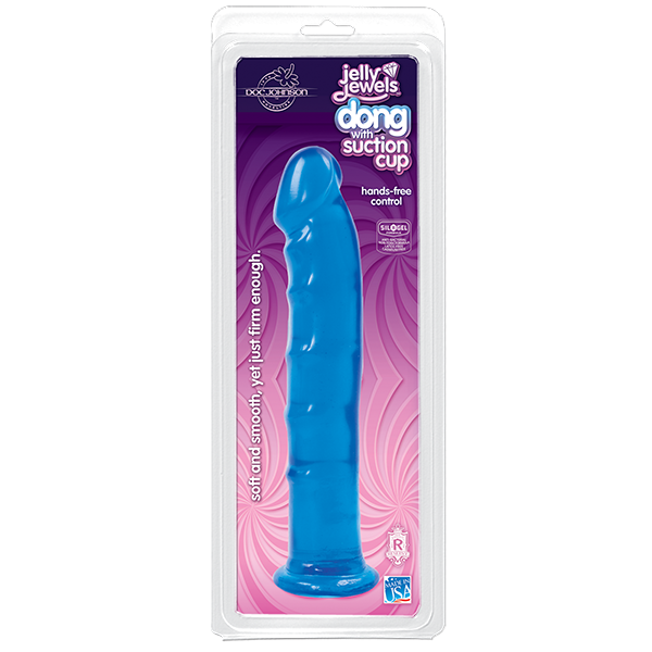 Jelly Jewels Dong With Suction Cup 8 Inch - Blue - happyshop365247