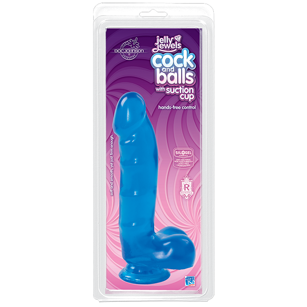 Jelly Jewels Cock Balls Suction Cup Sapphire Blue - happyshop365247