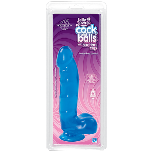 Jelly Jewels Cock Balls Suction Cup Sapphire Blue