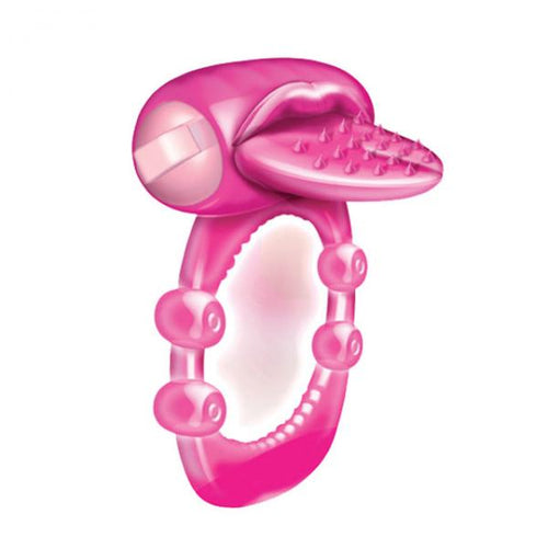 Nubbie Tongue Magenta Pink Vibrating Cock Ring - happyshop365247