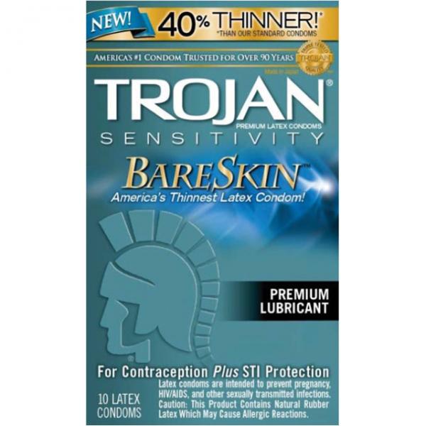 Trojan Bare Skin Lubricated Condoms (10) - happyshop365247