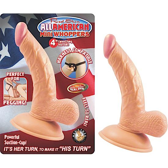 All American 4 inches Curved Dong with Balls Beige - happyshop365247
