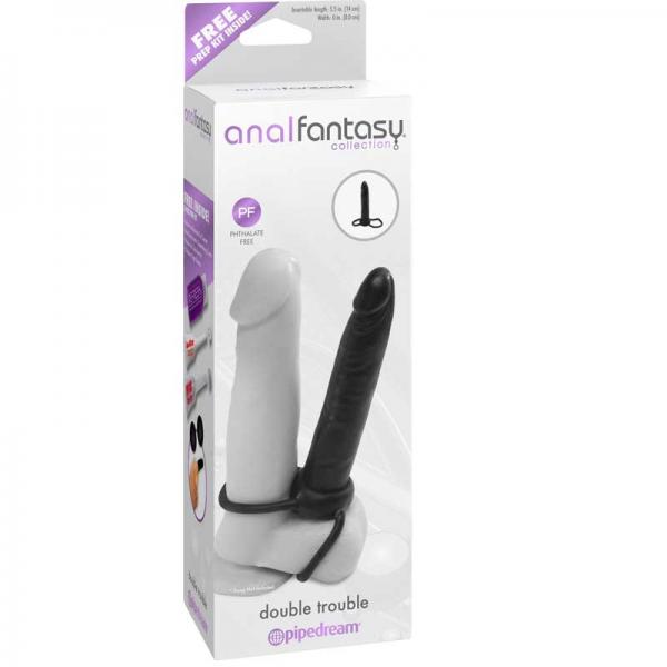 Anal Fantasy Double Trouble Cock Ring Black - happyshop365247