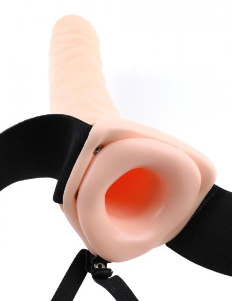 Vibrating Hollow Strap On 8 Inch - Beige - happyshop365247