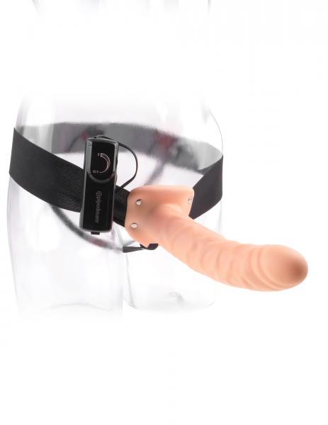 Vibrating Hollow Strap On 8 Inch - Beige - happyshop365247