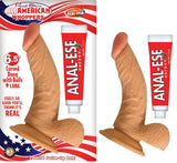 All American Whoppers 6.5 inches Curved Dong Balls + Anal Ese