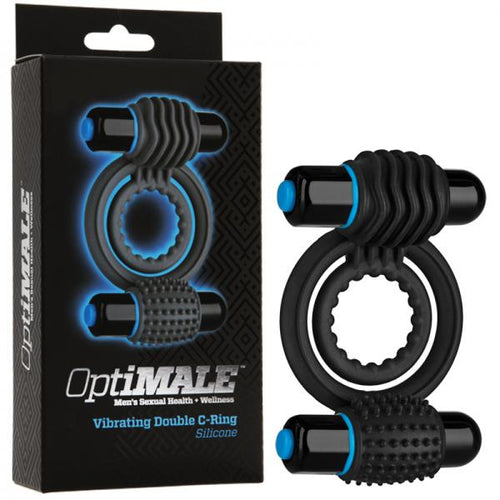 Optimale Silicone Vibrating Double C-Ring Waterproof - Black - happyshop365247