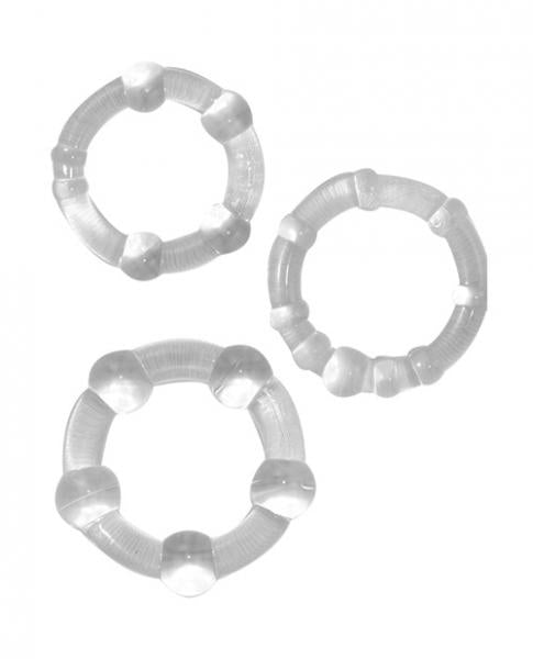 Ram Beaded Cock Rings Clear Pack of 3 - happyshop365247