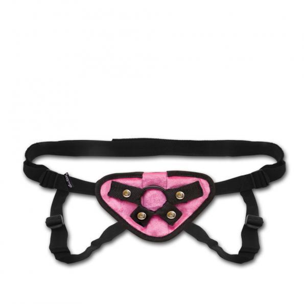 Lux Fetish Velvet Strap On Harness Pink O/S - happyshop365247