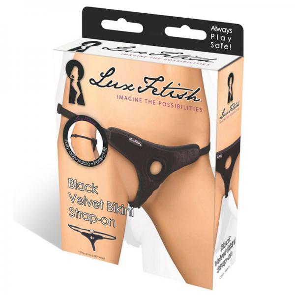 Lux Fetish Black Velvet Bikini Strap On O/S - happyshop365247