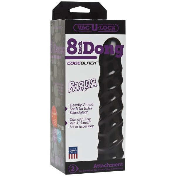 Vac-U-Lock 8 inches Dong Raging Hard-Ons Black - happyshop365247