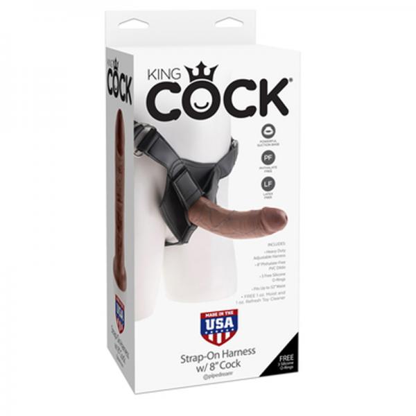 King Cock Strap On Harness 8 inches Dildo Brown - happyshop365247