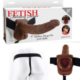 Fetish Fantasy 9in Hollow Strap-on With Balls Brown - happyshop365247
