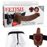Fetish Fantasy 9in Vibrating Hollow Strap-on With Balls Brown - happyshop365247