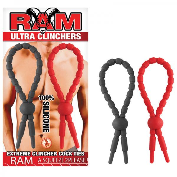 Ram Ultra Clinchers Cock Ties 2 Pack Red, Black - happyshop365247