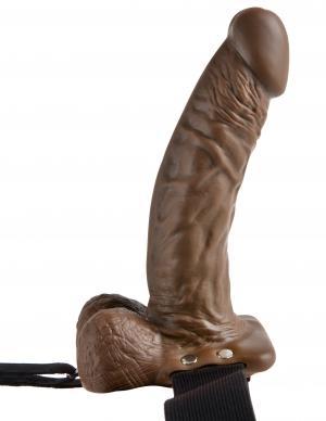 Fetish Fantasy 7 inches Hollow Strap On With Balls Brown - happyshop365247