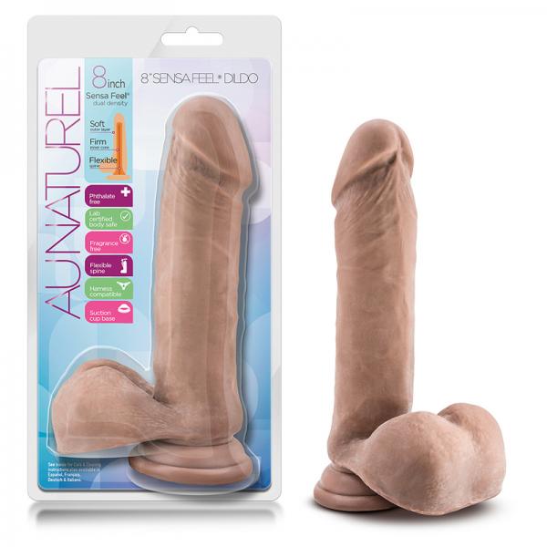 Au Naturel 8 inches Sensa Feel Dildo Latin Tan - happyshop365247