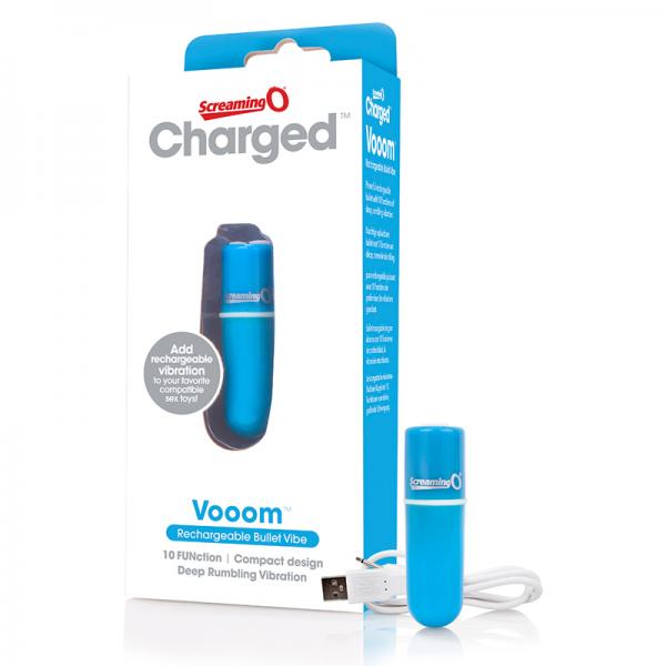 Screaming O Charged Vooom Rechargeable Bullet Vibe - Blue - happyshop365247
