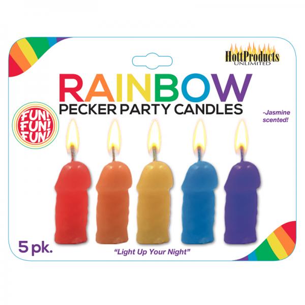 Rainbow Pecker Party Candles 5 Pack Assorted Colors - happyshop365247