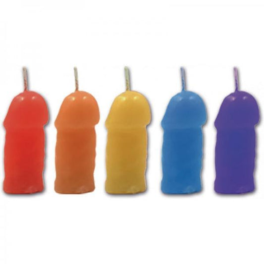 Rainbow Pecker Party Candles 5 Pack Assorted Colors - happyshop365247