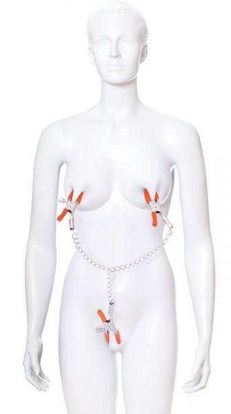 Triple Your Pleasure Nipple & Clitoral Clamps & Chain - happyshop365247