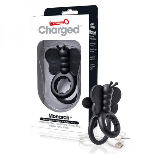 Screaming O Charged Monarch Wearable Butterfly Vibe - Black - happyshop365247