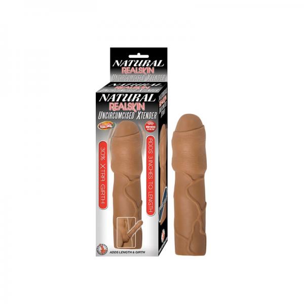 Natural Realskin Uncircumcised Xtender Removable Bullet Waterproof Brown - happyshop365247