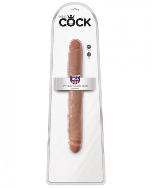 King Cock 12 inches Slim Double Dildo Tan - happyshop365247