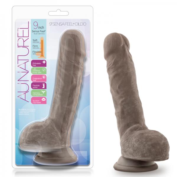 Au Naturel - 9in Sensa Feel Dildo - Chocolate - happyshop365247