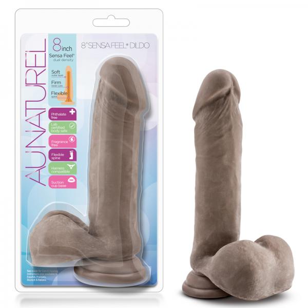 Au Naturel 8 inches Sensa Feel Dildo Brown - happyshop365247