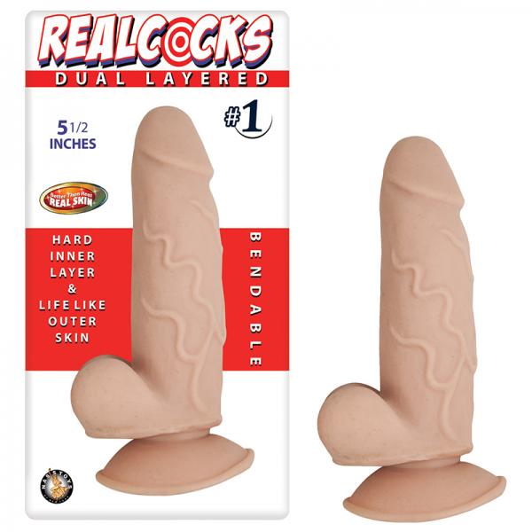 Real Cocks Dual Layered #1 Beige 5.5 inches Dildo - happyshop365247