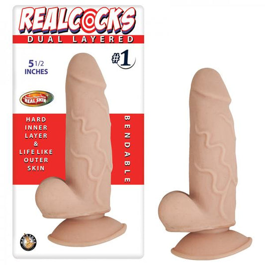 Real Cocks Dual Layered #1 Beige 5.5 inches Dildo - happyshop365247