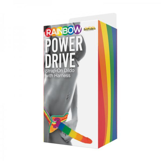 Rainbow Power Drive 7 Inch Strap On Dildo With Harness Silicone - happyshop365247