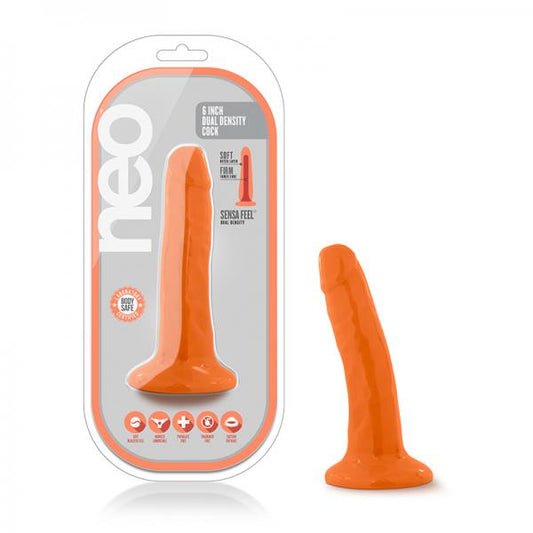 Neo - 5.5 Inch Dual Density Cock - Neon Orange - happyshop365247